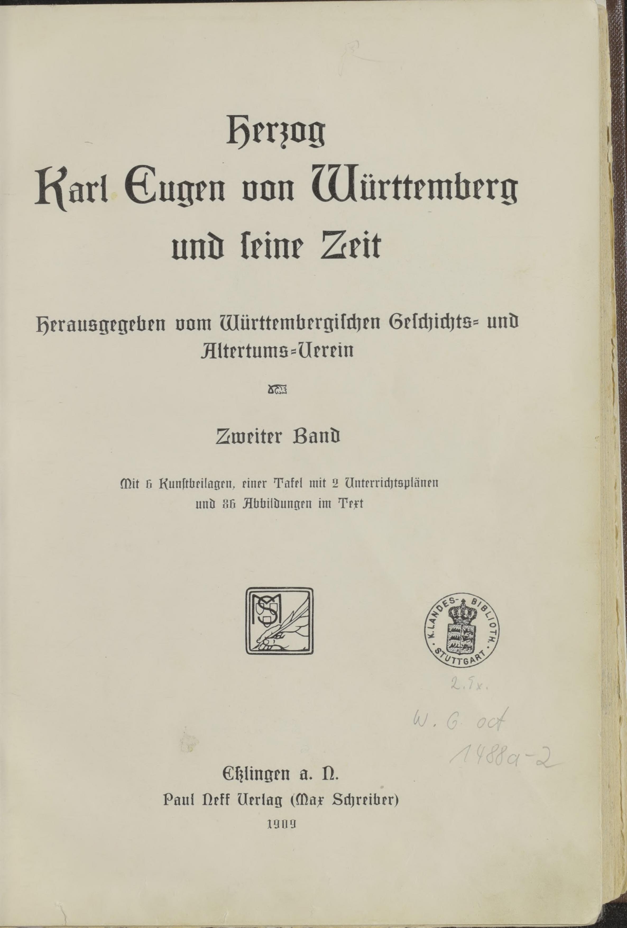 Herzog Karl Eugen und seine Zeit 2, Cover